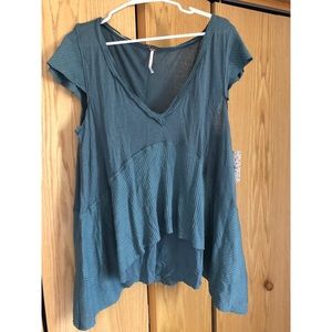 Free People Mary Anne Tiered t-shirt in Sky Blue